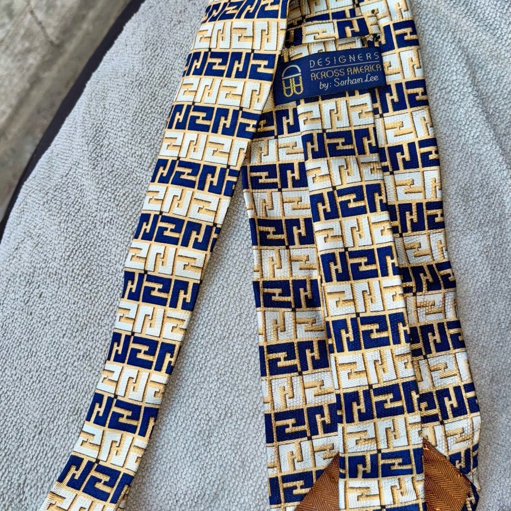 Blue and Gold Patterned Tie